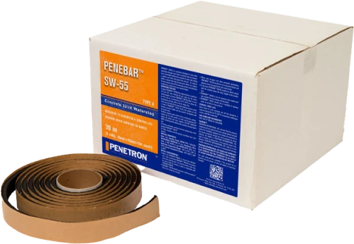 Penebar™ SW-55 concrete joint waterstop packaging and rolled product, designed for watertight construction joints and enhanced concrete durability.