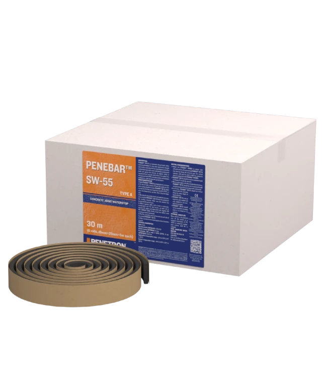 A roll of Penetron Penebar SW-55, a concrete joint waterstop for sealing against water infiltration.