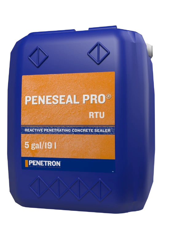 A container of Penetron Peneseal Pro RTU, a reactive penetrating concrete sealer designed for sub-surface sealing.